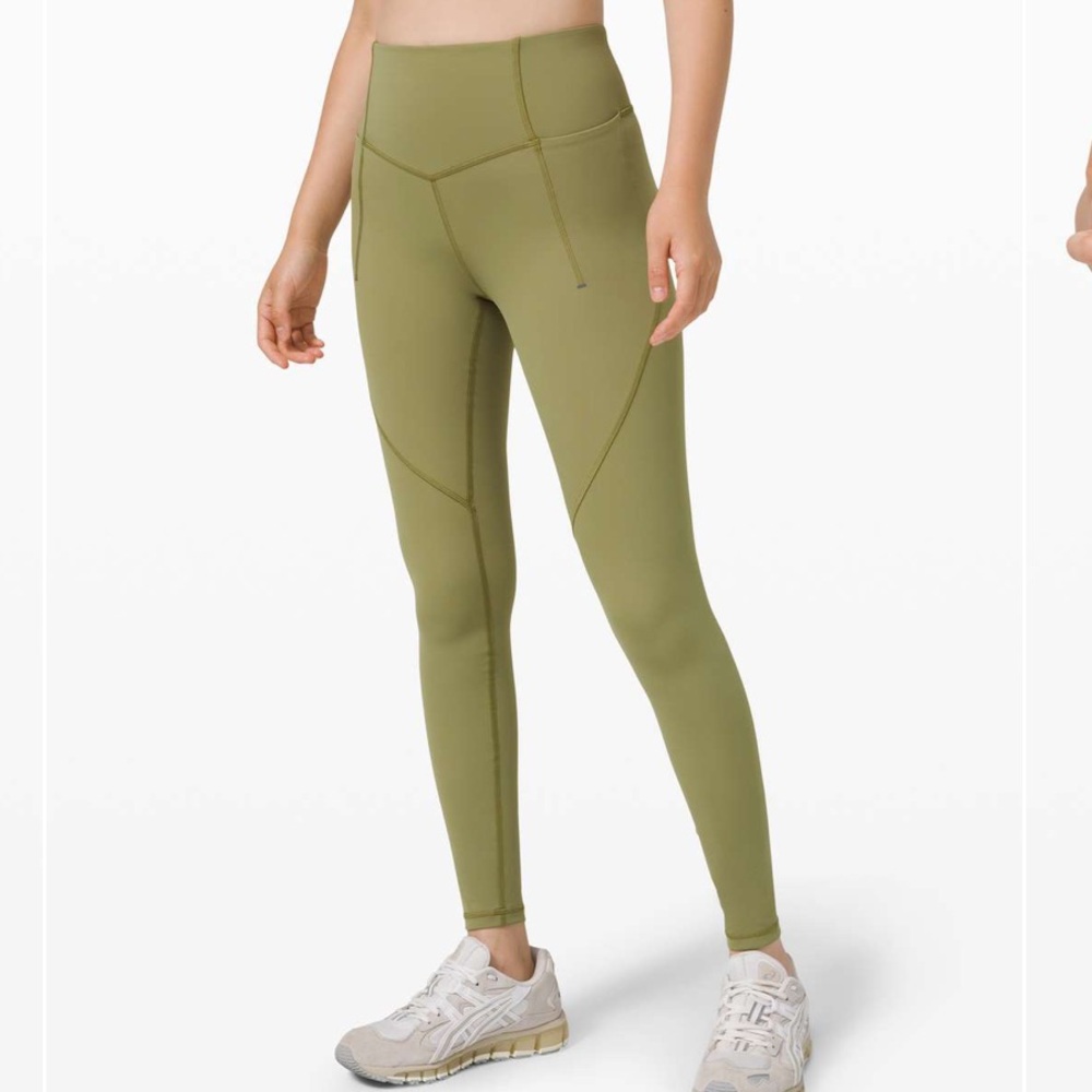 Lululemon Fine Force Green High-Rise Tights Leggings 6 Olive Green